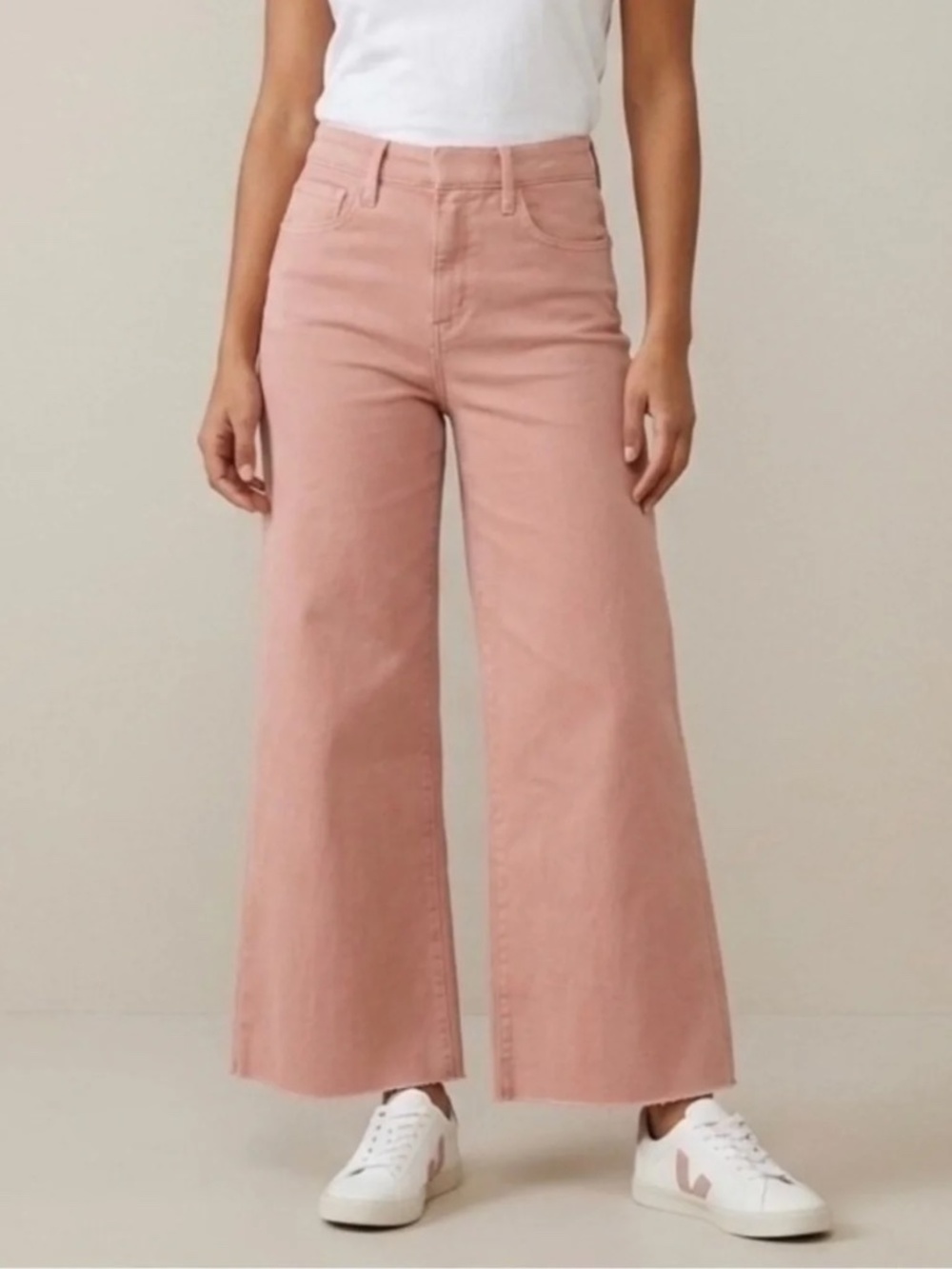 NIB Frank & Eileen Galway Wide Leg Gaucho Jeans in Pink Taffy Size 29